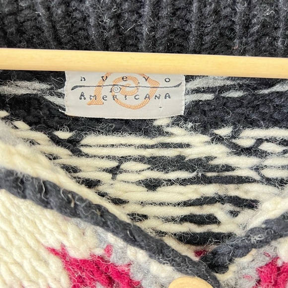 Nuevo Americana Black and Cream Patterned Wool Sweater - Picture 3 of 3